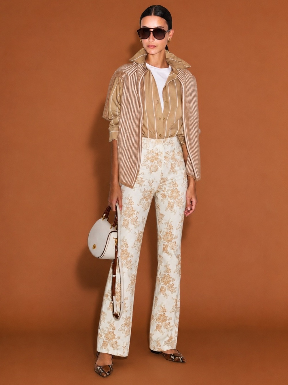 NWOT Paige Denim x Sanderson Stretc Bootcut Trouser Jeans Tan/Cream Size 2/US 26 - Picture 2 of 11